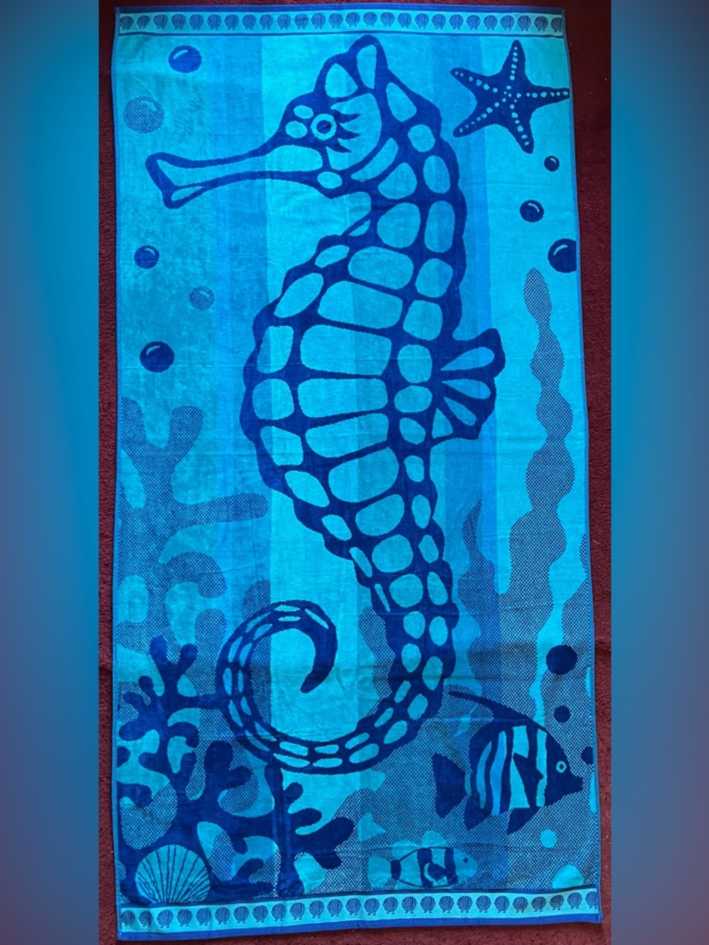 Blue Seahorse Beach Towel